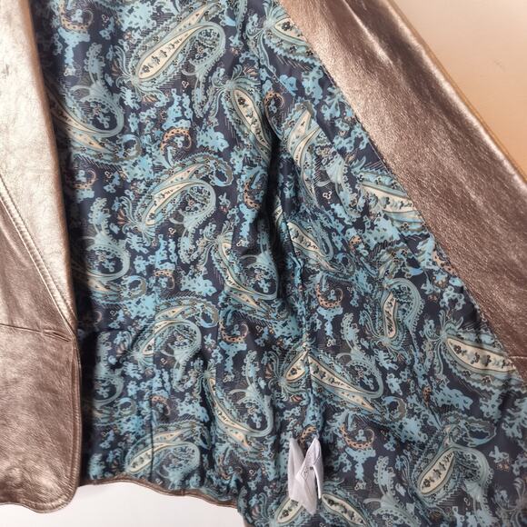 Worthington Leather Jacket Gold Bronze Button Up - Picture 10 of 10